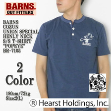 BARNS COZUN UNION SPECIAL HENLY NECK S/S T-SHIRT "POPEYE" BR-7105画像