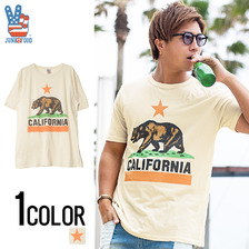 JUNK FOOD カリフォルニアベアプリントデザインクルーネック半袖Tシャツ J8318-7764画像