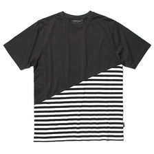 BLACK SCALE COLOR BLOCK STRIPE T-SHIRT (BLACK)画像