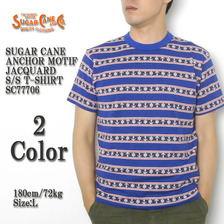 SUGAR CANE ANCHOR MOTIFJACQUARD S/S T-SHIRT SC77706画像