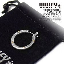 VIVIFY THREE SIDES HAMMERED HOOP PIERCE -3mm BODY W/GOLD VFP-140画像