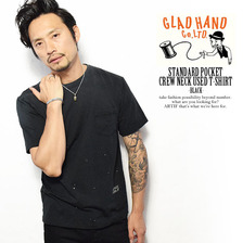 GLAD HAND STANDARD POCKET CREW NECK USED T-SHIRTS -BLACK-画像
