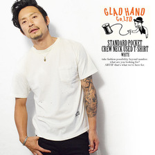 GLAD HAND STANDARD POCKET CREW NECK USED T-SHIRTS -WHITE-画像