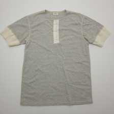 Loop & Weft Vintage Revival Heather Cotton Jersey Henley Neck Rib Stitch Short Sleeve Tee Shirts LRH1014画像