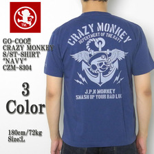 GO-COO!! CRAZY MONKEY S/ST-SHIRT "NAVY" CZM-8304画像