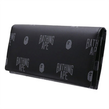 A BATHING APE MONOGRAM LEATHER LONG WALLET BLACK画像