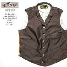 SUGAR CANE &times; Mr. Freedom 「GYPSY BLUES」 8.5oz. MOLESKIN GILET "GADJO" SC13967画像