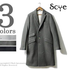 SCYE BASICS ウールカシミヤメルトン エプソムコート チェスターフィールドコート 5117-73503画像