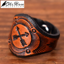 Oli Rose Collection Petite Arrow Leather Ring Rustic Brown画像