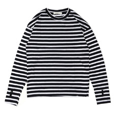 mnml STRIPE BOL L/S TEE WHITExBLACK画像