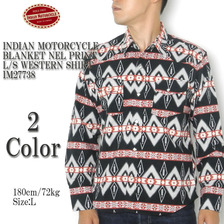 INDIAN MOTORCYCLE BLANKET NEL PRINT L/S WESTERN SHIRT IM27738画像