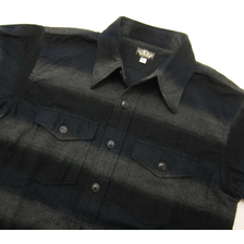 BLACK SIGN 3 Tone Horizontal Stripes Flannel Shirt BSFL-17105B画像