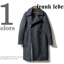 FRANK LEDER NAVY NEP HERRINGBONE WOOL COAT 0021008画像