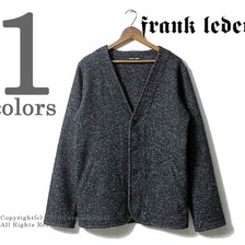 FRANK LEDER NAVY NEP HERRINGBONE WOOL CARDIGAN 0027006画像