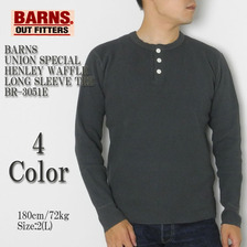 BARNS UNION SPECIAL HENLEY WAFFLE LONG SLEEVE TEE BR-3051E画像