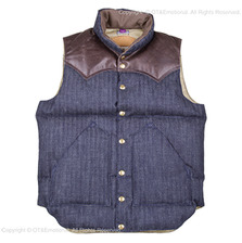 ROCKY MOUNTAIN &times; WAREHOUSE INDIGO HBT DOWN VEST画像
