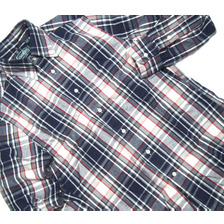 GITMAN VINTAGE L/S REGULAR FIT B.D. FLANNEL SHIRTS/navy x white画像
