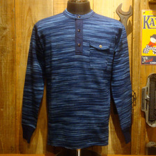 SUGAR CANE FICTION ROMANCE L/S INDIGO HENLEY T-SHIRT SC67817画像