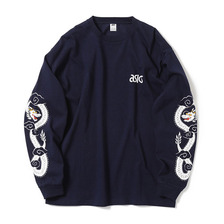 ASICS Tiger &times; BEAMS LONG SLEEVE PRINT TEE "BEAMS x mita sneakers" NVY/WHT A11700-0050画像