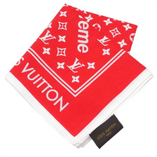 Supreme &times; LOUIS VUITTON Monogram Bandana RED画像
