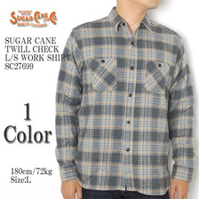 SUGAR CANE TWILL CHECK L/S WORK SHIRT SC27699画像