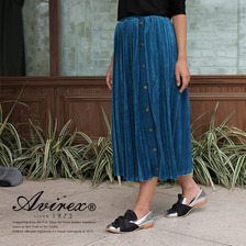 AVIREX VELOUR CUT PLEATED MAXI SKIRT 6276069画像