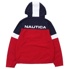 NAUTICA HOODED COLORBLOCK NYLON JACKET RED画像