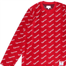 Supreme Velour Diagonal Logo L/S Top RED画像