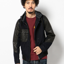 AVIREX TYPE BLUE LEATHER COMBI NAVAL DENIM JACKET 6172147画像