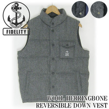 FIDELITY WOOL HERRINGBONE REVERSIBLE DOWN VEST FD72WP201画像