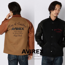 AVIREX MELTON &times; LEATHER CAR COAT 6172127画像