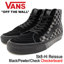 VANS Sk8-Hi Reissue Black/Pewter/Check Checkerboard VN-0A2XSBQX2画像