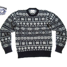 Jamieson's MK158C-625 CREWNECK FAIRISLE SWEATER navy x white画像