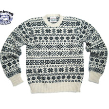 Jamieson's MK158C-625 CREWNECK FAIRISLE SWEATER white x navy画像