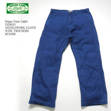 SUGAR CANE Light INDIGO NEEDLEWORK CLOTH WIDE TROUSERS SC41686画像