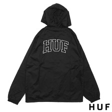 HUF ARCH BLOCK HOODED COACH JACKET  BLACK画像