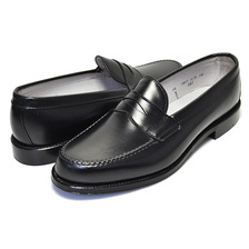 ALDEN 981 CALFSKIN LEATHER PENNY LOAFERS LEISURE HANDSEWN BLACK画像