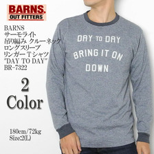 BARNS サーモライト 吊り編み クルーネック ロングスリーブ リンガーTシャツ "DAY TO DAY" BR-7322画像