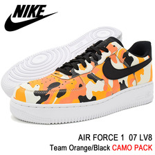 NIKE AIR FORCE 1 07 LV8 Team Orange/Black CAMO PACK 823511-800画像