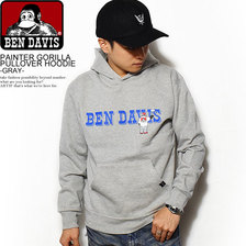 BEN DAVIS PAINTER GORILLA PULLOVER HOODIE -GRAY- BDZ7-3010画像