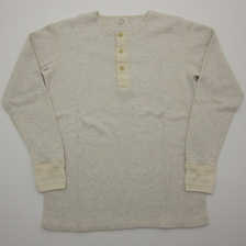 Loop & Weft Vintage Inspired Military Thermal Henley Neck Long Sleeve Tee Shirts LRH1017画像