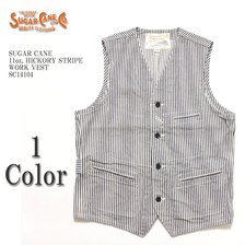 SUGAR CANE 11oz. HICKORY STRIPE WORK VEST SC14104画像