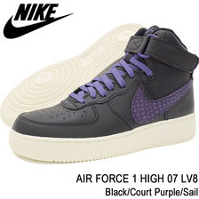 NIKE AIR FORCE 1 HIGH 07 LV8 Black/Court Purple/Sail 806403-014画像