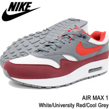 NIKE AIR MAX 1 White/University Red/Cool Grey AH8145-100画像