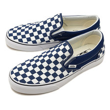 VANS Checkerboard Classic Slip-On e.blue/t.white VN0A38F7QCN画像