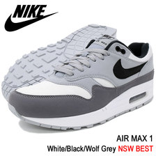 NIKE AIR MAX 1 WHITE/BLACK-WOLF GREY-GUNSMOKE AH8145-101画像