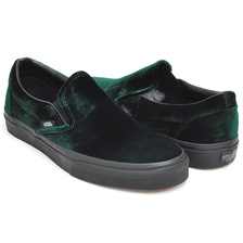 VANS CLASSIC SLIP-ON (VELVET) GREEN / BLACK VN0A38F7QU0画像