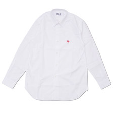 PLAY COMME des GARCONS MEN'S MINI RED HEART L/S SHIRT WHITE画像
