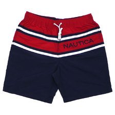 NAUTICA PIECED STP CLRBLK SWIM PANTS REDxNAVY画像