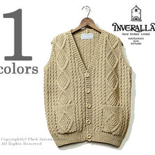 INVERALLAN 9H ARAN VEST COTTON DOUBLE WEIGHT CAMEL画像